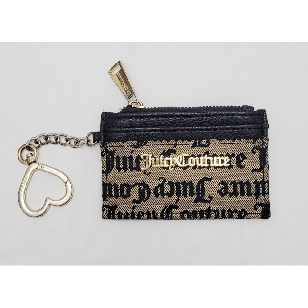 Juicy Couture Signature Logo Coin Wallet Zip Closure Key Chain